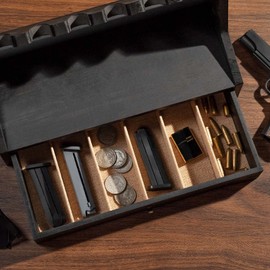 DGWJSU Pistol Rack Gun Safe, Real Wood Handgun Rack Holder for Gun Cabinet Accessories, Rustic Style Gun Rack Organizer for Nightstand, Gifts for Men