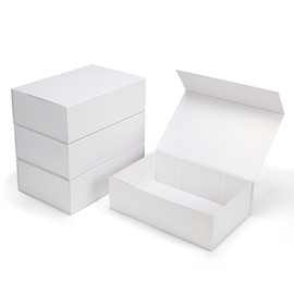 Ditwis 4 Pack 13.8x9x4.3 Inches Gift Boxes with Magnetic Closure Lids, White Magnetic Box for Wedding, Groomsmen Bridesmaid Proposal, Birthdays, Mother's Day