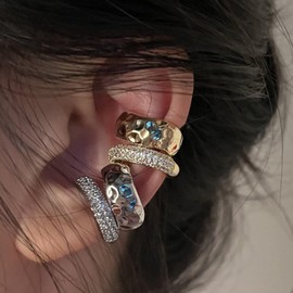Ear Cuff Earrings for Women No Piercing Chunky Rhinestone Punk Gothic Ear Cuffs Non-Pierced Clip-On Cartilage Earrings for Women