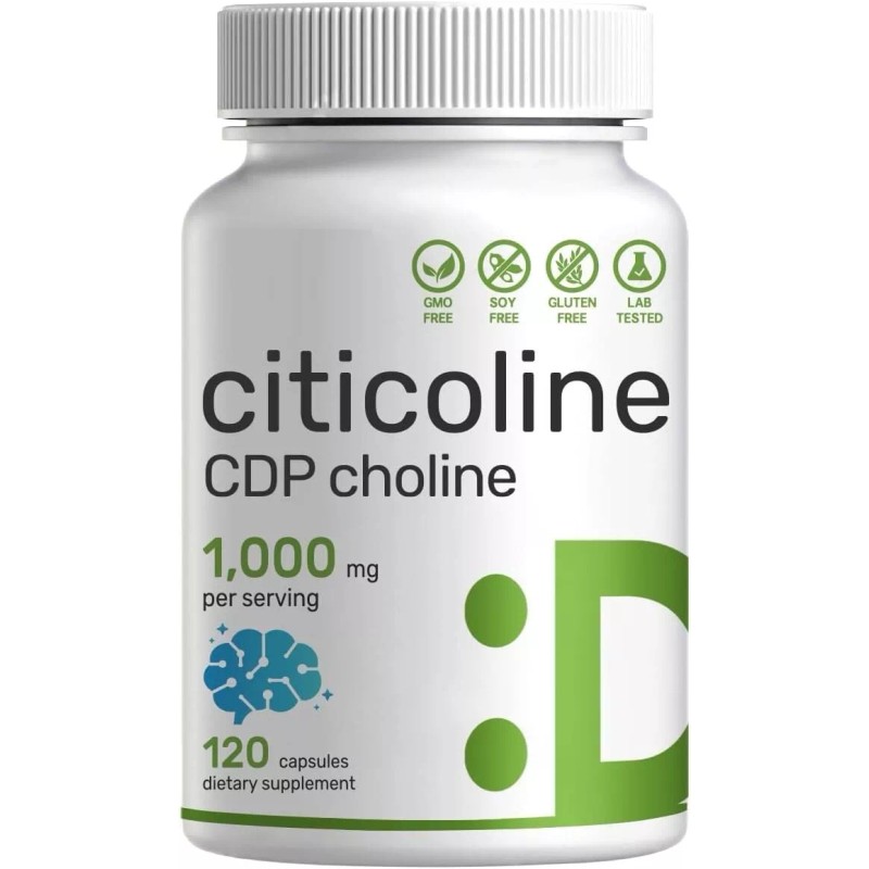 Citicoline CDP Choline 1000mg 120 Caps supports Brain Cognitive Function