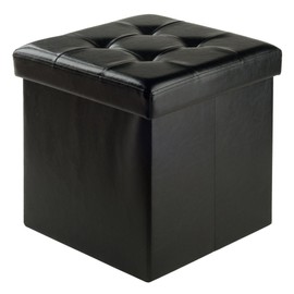 Winsome Wood Furniture piece Ashford Ottoman with Storage Faux Leather, Black