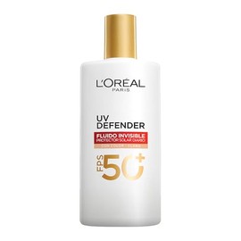 L'Oréal Paris Protector solar facial FPS50+ UV Defender Fluido Invisible Tono Claro, 40ml - Protección solar facial ultra ligero, -50% manchas y -30% 