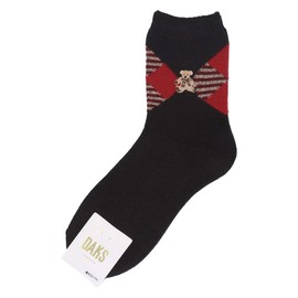 DAKS Ducks 03368708 Women's Socks, Loose Fit, Lamb Blend, Argyle Bear Embroidery, Crew Length, Warm, Winter Socks, Women's, Gift, Gift, 98.black