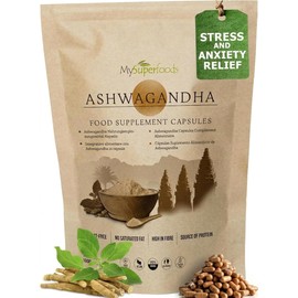 Ashwagandha Capsules | 1000mg per Serving | 180 Capsules | Stress Relief, Energy, Strength & Endurance | MySuperfoods