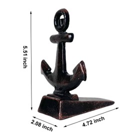 Door Stoppers for Bottom of Door Cast Iron Decorative Door Stop Wedge Metal Doorstops (Nautical Anchor Shape, Bronze)