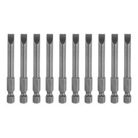 HARFINGTON 10pcs SL6 Magnetic SLotted Screwdriver Bits 6mm S2 Steel Flat Head Screwdriver Bit 1/4" Hex Shank Industrial Grade Screw Driver Drill Bits 2.6" Long for Remove Fastening Screws
