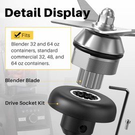 Blender Replacement Parts Compatible with Vitamix, Blade Replacement Accessories Include Wrench Drive Socket Compatible with Vitamix 5200 Series 64oz/32oz Containers Juicer Food Processor Attachment