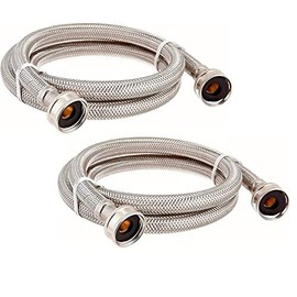EZ-Fluid (2 Pcs) 72" x 3/4"FGH Hose Appliances Burst Proof Braided Stainless Steel Metal Washing Machine Hose,Hot or Cold Inlet Wash Machine Hoses Connector,Portable Washer Water Supply Line Fill Hose