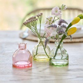 Ginger Ray Easter Coloured Glass Bud Vases for Flower Decorations in Pink, Yellow and Green, Pack of 3