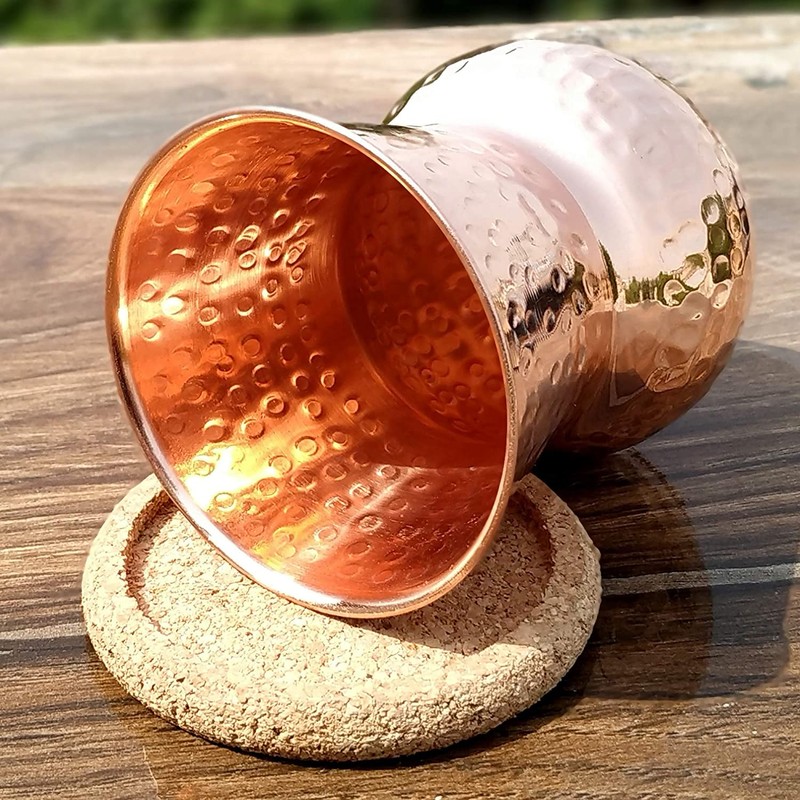 ANCIENT IMPEX Hammered Copper Tumbler with Coaster | Traveller's Copper