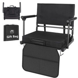 Stadium Seats for Bleachers with Back Support & Armrests, Foldable Stadium Chair with Removable Padded Comfy Foam Cushion, Lightweight Protable Bleacher Seat with Shoulder Strap & 4 Reclining Position