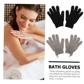 VINTORKY 2pares Guantes Exfoliantes De Baño Diseño De Dedos Separados Limpieza Profunda Cuidado Para Uso y Familiar Paquete De Gris y Negro
