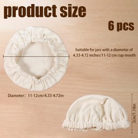 BakeMaster 6 Pack Sourdough Cover Reusable Fermentation Lids for Jars & Bowls, Insulated Proofing Cloth for Bread/Cheese, Home Baking Essentials (7.87in)