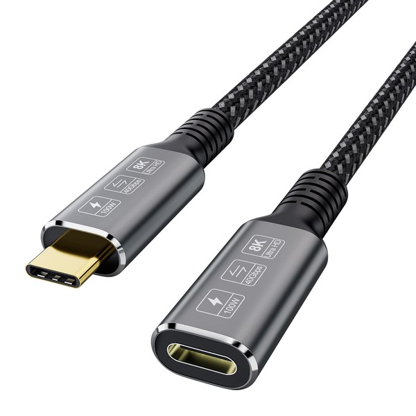 CableDeconn USB4 8K Cable, 0.8M Thunderbolt 4 Compatible USB4 Type-C Male to Female Extension Cable, Ultra HD 8K @ 60Hz, 100W Charging, 40Gbps Data Transfer, Compatible with External SSDeGPU (0.8m)