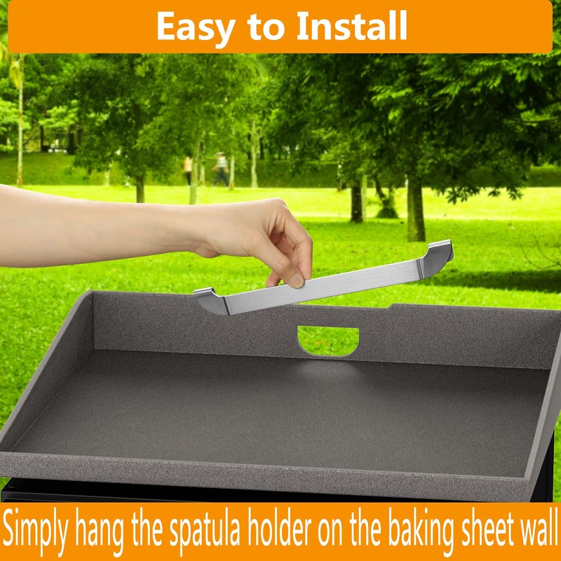 10 Inch Griddle Spatula Holder Magnetic Design, Stainless Steel Grill