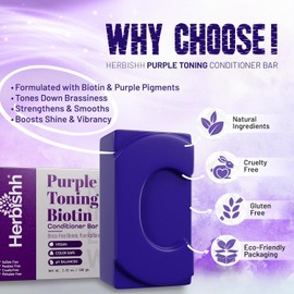 Herbishh Purple Hair Care Set – Toning Shampoo & Conditioner Bars + Argan Oil 30ml – For Blonde, Silver & Color-Treated Hair – Moisturizes, Strengthens & Adds Shine – Sulfate-Free & Vegan