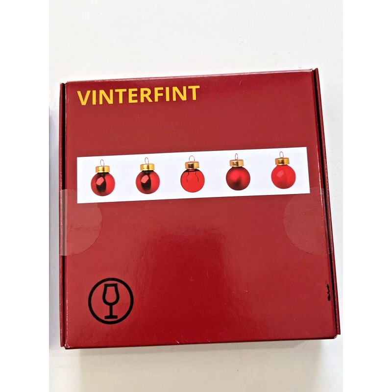 IKEA 50 IKEA VINTERFINT Decoration Ornament Glass Red 1 ½"