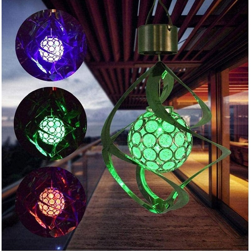 GFYWZ Wind Spinner Light Solar Garden Hanging Wind Chime Spiral