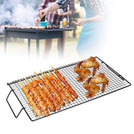 BBQ Grill Net Baking Mesh Mats Barbecue Grill Net,Carbon Baking Net,Portable Handle Iron Non Stick BBQ Rack for Ourdoor Picnic, BBQ Party Camping, Carbon Baking Net, BBQ Grill Net Baking Mesh Ma
