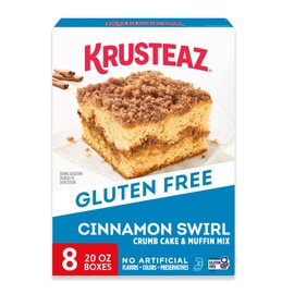 Krusteaz Gluten Free Cinnamon Swirl Crumb Cake & Muffin Mix, 20 oz Boxes (Pack of 8)