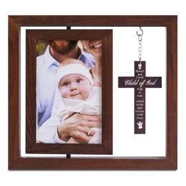 InnoBeta Baptism Gifts for Girls, Baby Baptismal Gifts, Dedication Gifts, Christening Gifts for Girls - Wood Baptism Picture Frame for Catholic, lds, Christian Baptism - 4"x 6" Photo, Wall & Tabletop