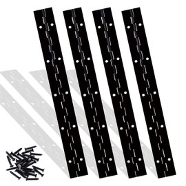 4PCS 12 Inch Black Piano Hinges for Cabinet Hinges Heavy Duty 12 Inch Continuous Hinges Sliver Stainless Steel 304 Long Hinges Door Hinges, Cabinet Door Hinges (4Pcs 12 Inch (Black))