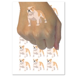 Bulldog English British Dog Solid Temporary Tattoo Water Resistant Fake Body Art Set Collection - 54 1" Tattoos (1 Sheet)