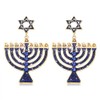 NLCAC Hanukkah Menorah Earrings Blue Hanukkah Festive Menorah Drop Dangle