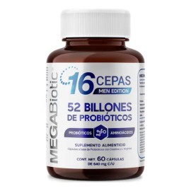 Megabiotic Men Edition 16 Cepas 52 Billones 60 Caps Creatina Sabor Sin sabor