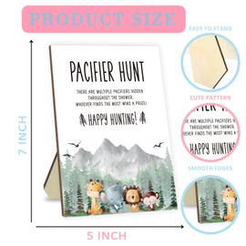 Baby Shower Games Set, Baby Pacifier Hunt Game, Baby Pacifier Hunt Jungle Animal Sign Wooden, 50 Mini Pink Acrylic Pacifiers and 50 Blue Pacifiers, Favorite Adults Kids Games for Baby Shower