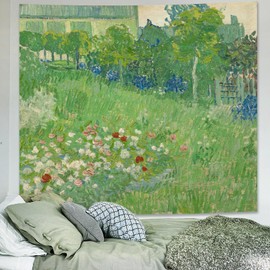 Avinyl Green Van Gogh Artwork Tapestry Spring Garden Floral Wall Art Tapestry for Bedroom Aesthetic, Plant Oil Painting Vintage Nature Wall Hanging for Living Room Dorm Decor 51in x 60in