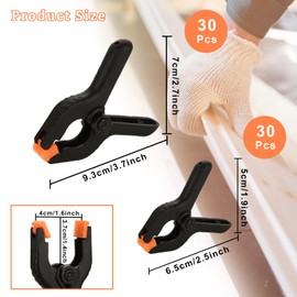 CYEER 60 Pcs Nylon Spring Clamps, 2 Size Heavy Duty Plastic Spring Clamps, Small Clamps Backdrop Clips Set-30pcs 2 inch Clamps, 30pcs 3 inch Clamps