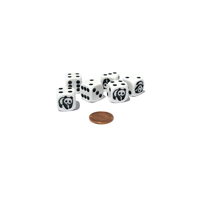 Set of 6 Panda 16mm D6 Round Edged Koplow Animal