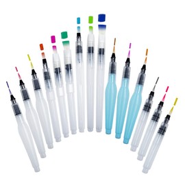 Yingcen 15 Piece Water Brush Set Creativity Water Tank Brush Watercolour Refillable Water Brush Watercolour for Colouring, Calligraphy, Painting, Watercolour Creation