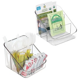 iDesign 3-Section Divided Packet Organizer for Kitchen and Pantry Storage - Set of 2 - Clear