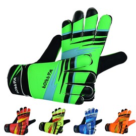 warrior gears Goalkeeper Gloves Kids, Football Goal Keepers Gloves for Kids, Goalie Gloves Kids with Double Wrist Protection, Kids Junior Goalkeeper Gloves - Green, 8 - For M-L Adults