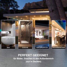 trendlights24 Aqua Base IP65 Bathroom Ceiling Recessed Spotlight Square – Set of 4 12 V LED 6 W Warm White with Transformer – White – Recessed Light for Indoor and Outdoor Use