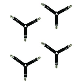 Galvog® Pack of 4 Bed Sheet Fastener Clips ǀ Mattress Cover Straps Grippers Holders Keep Your Bed Sheet Stay in Place ǀ Elastic Adjustable Fitted Sheet Clips Suspenders Suitable for All Bed Types  