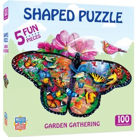 MasterPieces 100 Piece Shaped Jigsaw Puzzle for Kids - Garden Gathering - 14"x19"