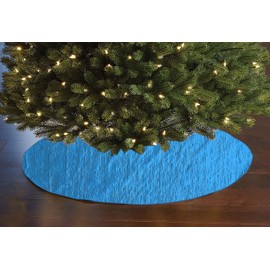 Shiny Crushed Crinkle Taffeta Tree Skirt Christmas Decoration 54" Round Holiday Event Tree Décor (Turquoise)