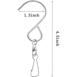 MFDSJ 24 Pcs Swivel Clip Hanging Hooks, Stainless Steel 360 Degree Rotating Windsock Clips for Hanging Wind Chimes, Plants, Bird Feeder, Crystal, Birdcage