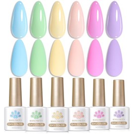 Born Pretty Esmalte De Uñas En Gel Pastel Macarrón Caramelo Color Dulce Primavera Y Verano Nude Rosa Amarillo Morado Azul Verde Colección De Pascua...