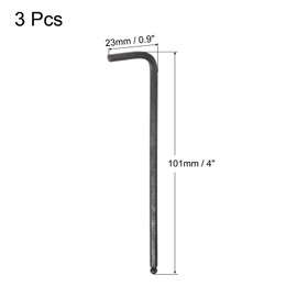 sourcing map 3pcs 3mm Ball End Hex Key Wrench, Metric L Shaped Long Arm CR-V Repairing Tool for Bikes Furniture Repair, Black