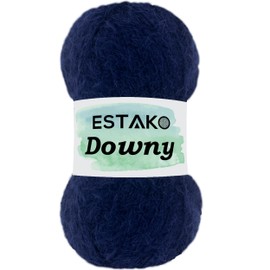 Estako Downy 40% premium acrylic and 60% polyamide Soft DK - Light Worsted #3 Fuzzy Yarn for Crocheting and Knitting 3.52 oz (100 gr) 267 Yds (245 m) (8210 - Navy Blue)