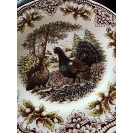 Royal Stafford Thanksgiving CAPERCAILIE Salad Plate Acorn Border Goose Grouse