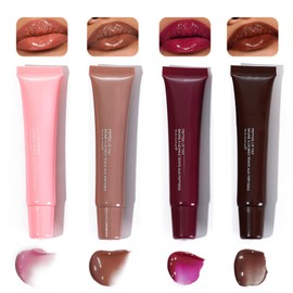 4-Color Lip Gloss Set – Plumping, Lightweight & Non-Sticky Formula with Natural Ingredients, Deeply Moisturizing Glossy Lip Oil for Fuller, Smooth & Shiny Lips