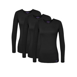 Sivvan Scrubs for Women - Long Sleeve Comfort Underscrub Tee 3-Pack - S85003 - Black - XL