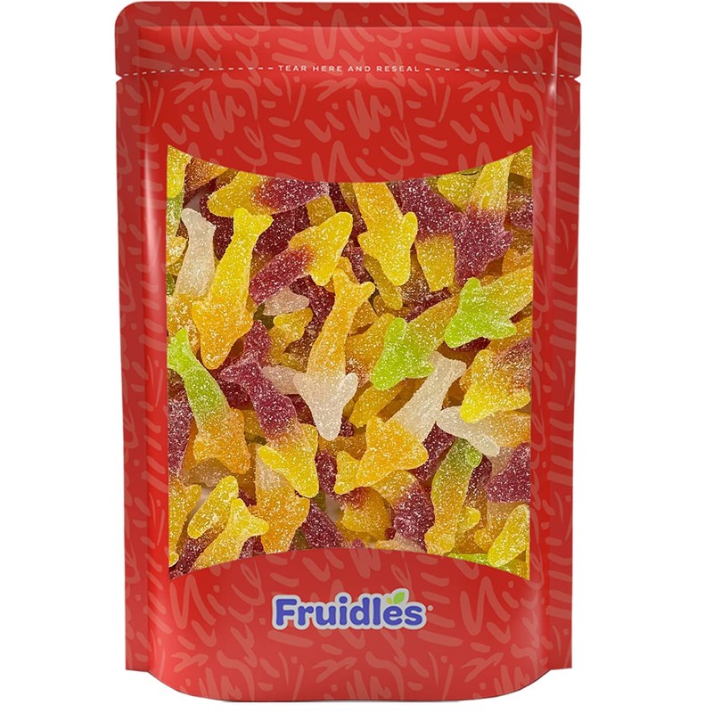 Fruidles Sour Gummy Sharks, Mixed Variety Fruit Shark Gummies (Half-Pound)
