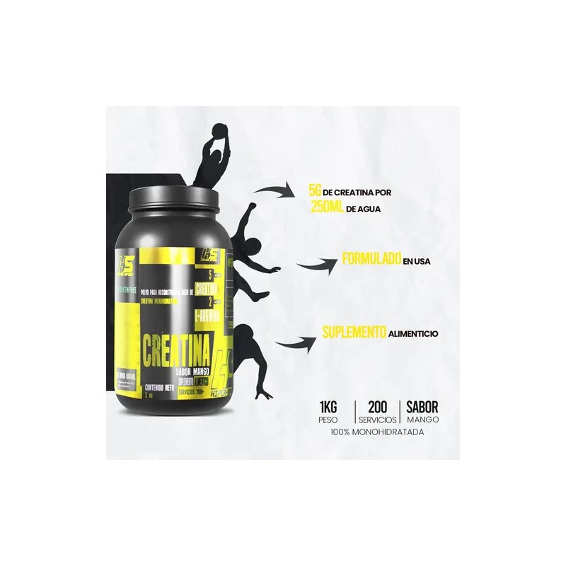Creatina Monohidratada Hs 1kg 200 Servicios Hiper Sports