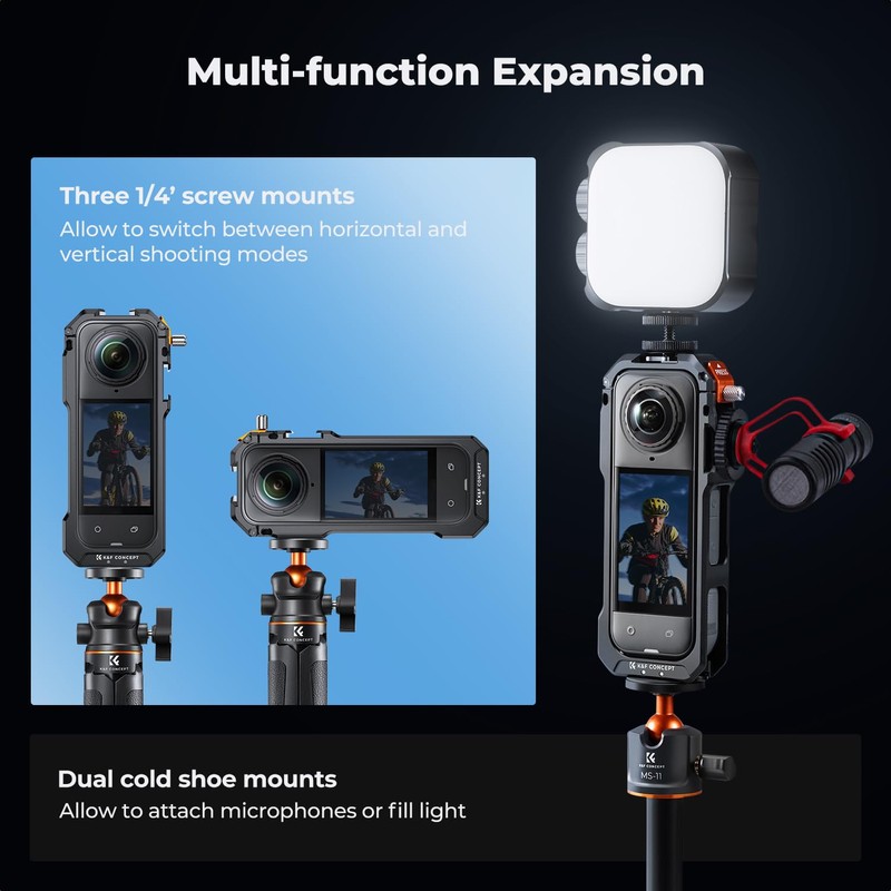 K&F Concept Insta360 X5 Mount Frame Bracket Protective Case Multi-Function
